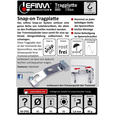 ZH-PLA-8860-000 Snap On Trageplatte ZH-PLA-8860-000 Snap On Trageplatte
